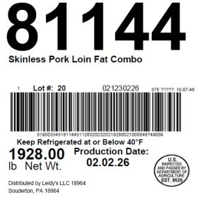 Skinless Pork Loin Fat Combo