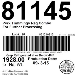 Pork Trimmings Reg Combo For Further Processing