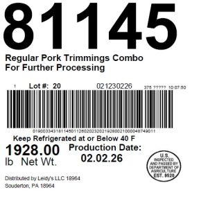 Regular Pork Trimmings Combo For Further Processing