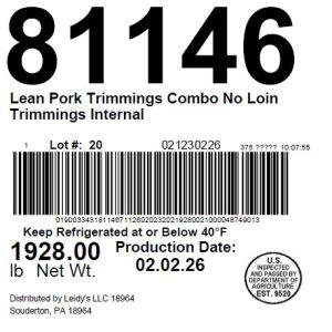 Lean Pork Trimmings Combo No Loin Trimmings Internal