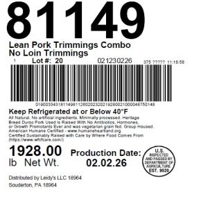 Lean Pork Trimmings Combo No Loin Trimmings
