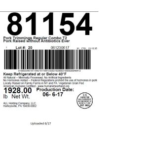 Pork Trimmings Regular Combo T2 Pork Raised without Antibiotics Ever