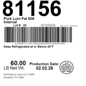 Pork Loin Fat 60# Internal