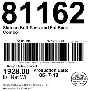 Skin on Butt Pads and Fat Back Combo Pork