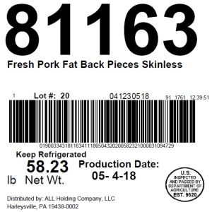 Fresh Pork Fat Back Pieces Skinless Internal