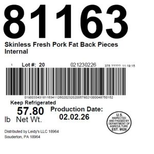 Skinless Fresh Pork Fat Back Pieces Internal