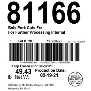 Bnls Pork Cuts Frz For Further Processing Internal