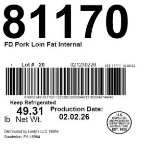 FD Pork Loin Fat Internal