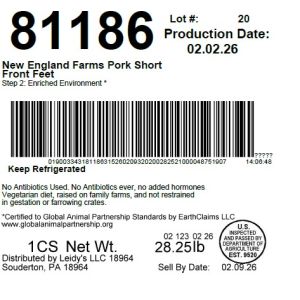 New England Farms Pork Short Front Feet
