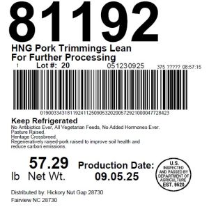 HNG Pork Trimmings Lean For Further Processing