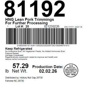 HNG Lean Pork Trimmings For Further Processing