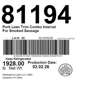 Pork Lean Trim Combo Internal For Smoked Sausage