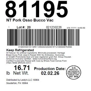 NT Pork Osso Bucco Vac