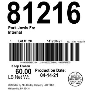 Pork Jowls Frz Internal