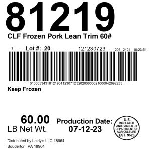 CLF Frozen Pork Lean Trim 60#