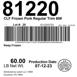 CLF Frozen Pork Regular Trim 60#