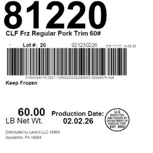 CLF Frz Regular Pork Trim 60#