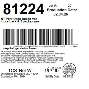 NT Pork Osso Bucco Vac 4 pcs/pack & 3 packs/case