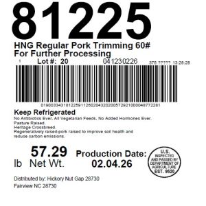 HNG Regular Pork Trimming 60# For Further Processing