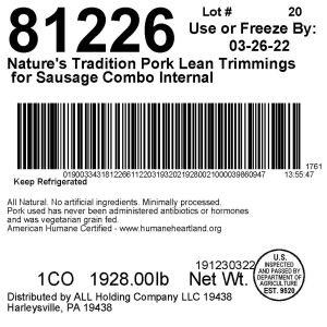 NT Pork Lean Trim Combo Internal For Smoked Sausage/Ground Pork