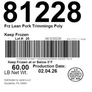 Frz Lean Pork Trimmings Poly