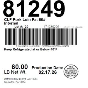 CLF Pork Loin Fat 60# Internal