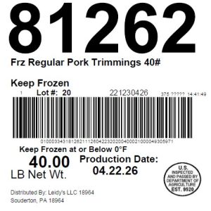 Frz Regular Pork Trimmings 40#