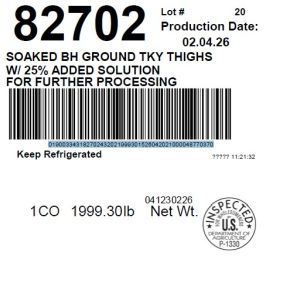 SOAKED BH GROUND TKY THIGHS W/ 25% ADDED SOLUTION