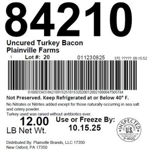 Uncured Turkey Bacon Plainville Farms