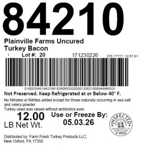 Plainville Farms Uncured Turkey Bacon