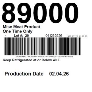 Misc Meat Product One Time Only