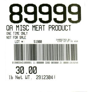 QA Misc Meat Product One Time Only