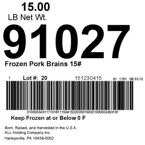 Frozen Pork Brains 15#