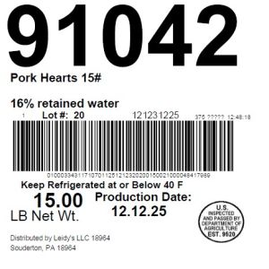 Pork Hearts 15#