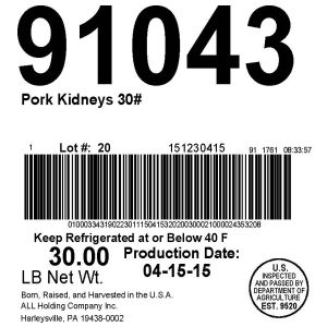 Pork Kidneys 30#