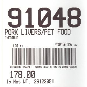 Pork Livers/Pet Food Inedible