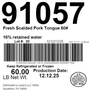 Fresh Scalded Pork Tongue 60#