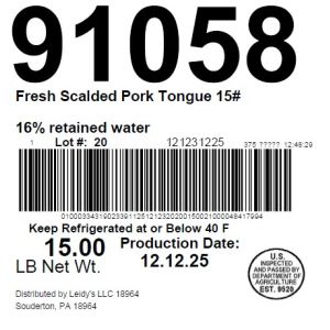 Fresh Scalded Pork Tongue 15#