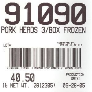 Pork Heads 3/Box Frozen