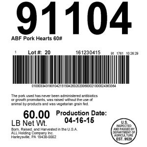 NT Pork Hearts 60#