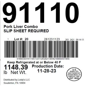 Pork Liver Combo SLIP SHEET REQUIRED