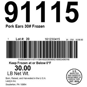 Pork Ears 30# Frozen