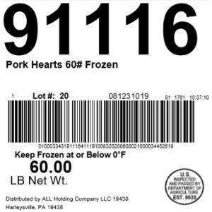 Pork Hearts 60# Frozen