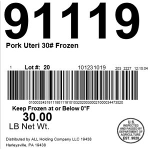 Pork Uteri 30# Frozen