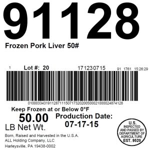 Frozen Pork Liver 50#