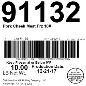 Pork Cheek Meat Frz 10#