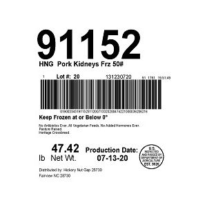 HNG  Pork Kidneys Frz 50#