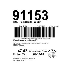 HNG  Pork Hearts Frz 50#