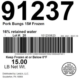 Pork Bungs 15# Frozen