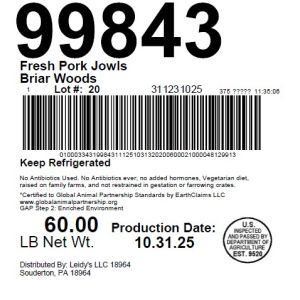 Fresh Pork Jowls Briar Woods